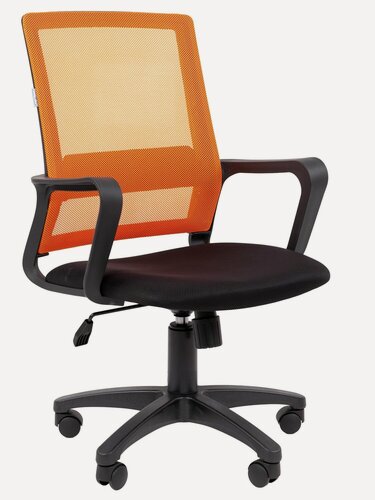 Изображение товара Компьютерное кресло CHAIRMAN 606 ткань/сетка черный/оранжевый для операторов с механизмом качания и подлокотниками