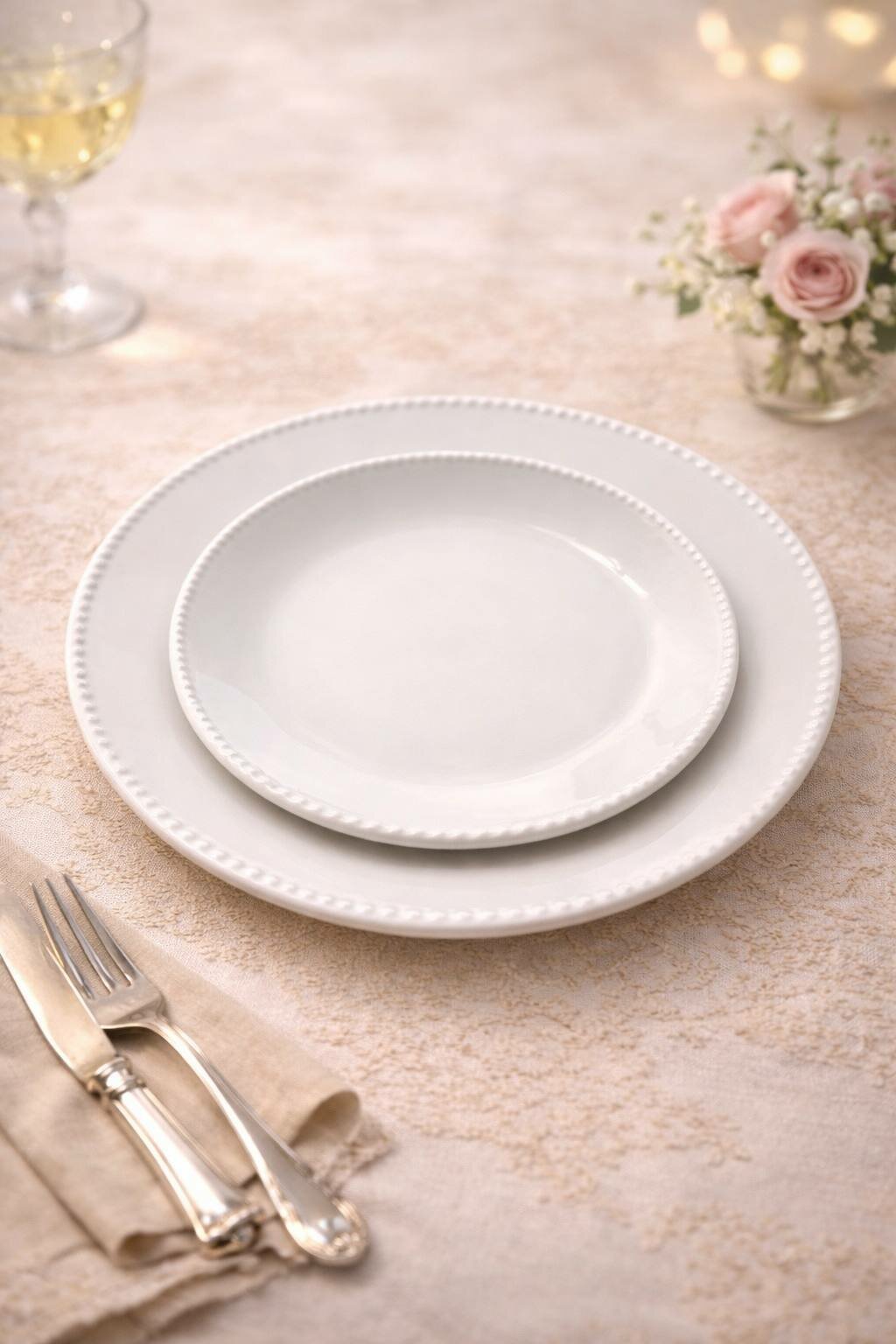 Керамическая тарелка с жемчужным бортиком в стиле Pinterest 25см — фото 1