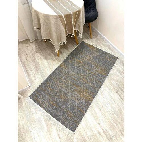 фото Килим хлопковый турецкий 80х150 см green carpet, безворсовый ковер на пол, двусторонний