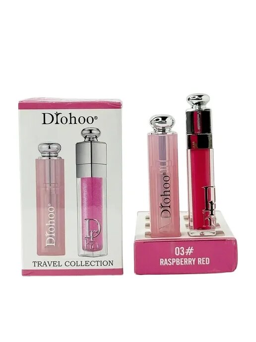 Подарочный набор DIohoo 2в1 помада и блеск для губ 03 raspberry red