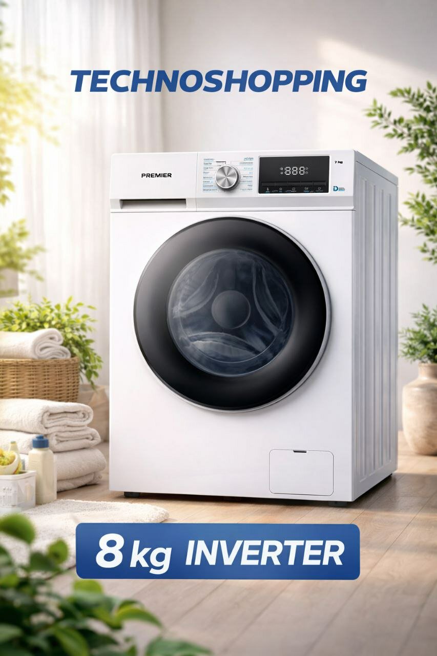Стиральная машина Premier PRM80F1002SIN/W 8 кг — автоматическая, энергосберегающая, современный дизайн