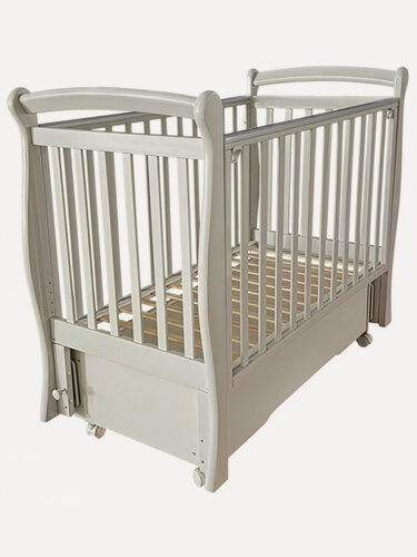 Изображение товара Кроватка детская для новорожденных Антел Julia-1, универсальный маятник, ящик, колеса, массив березы, лунная ночь