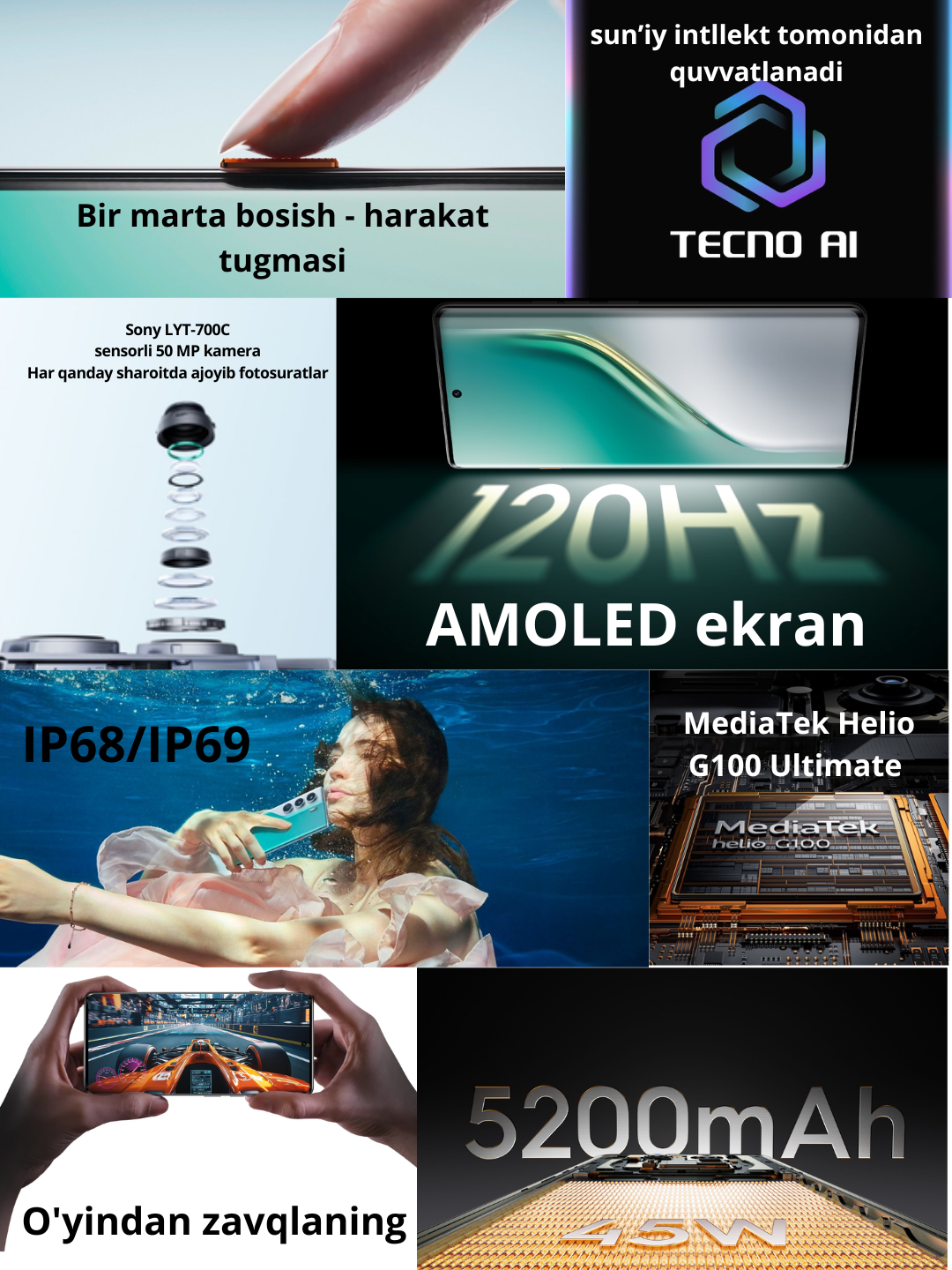 Смартфон TECNO Camon 40 Pro, NFC, 2 SIM, 6.78", 120Hz, 5200mAh, 8GB/256GB — фото 1