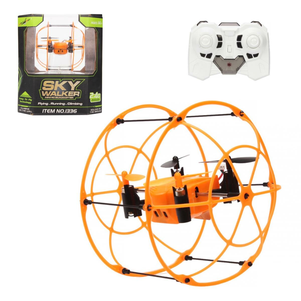 Квадрокоптер на радиоуправлении мини с защитным каркасом, дальность 50 м