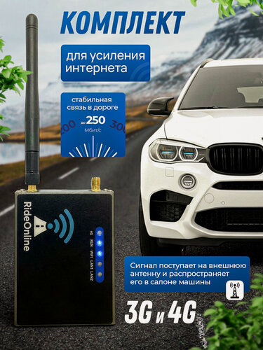 Изображение товара Роутер Wi-Fi RideOnline, для автомобиля, с антенной RC45, 3G/4G, поддержка SIM-карты, 300 Мбит
