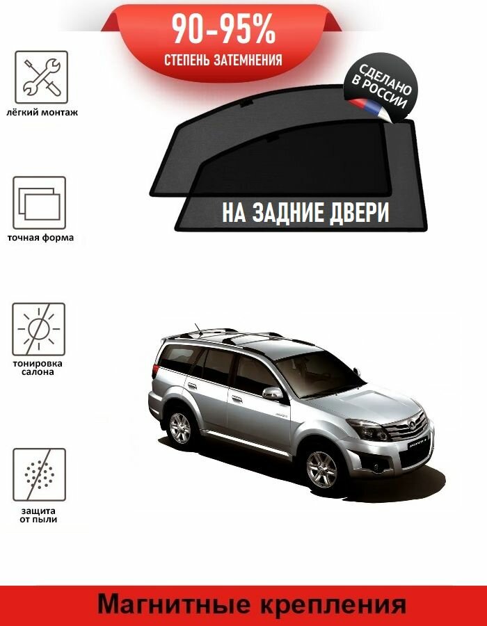 Автошторки LATONIK на Great Wall Hover H3 (2010-2014) на задние двери на магнитах