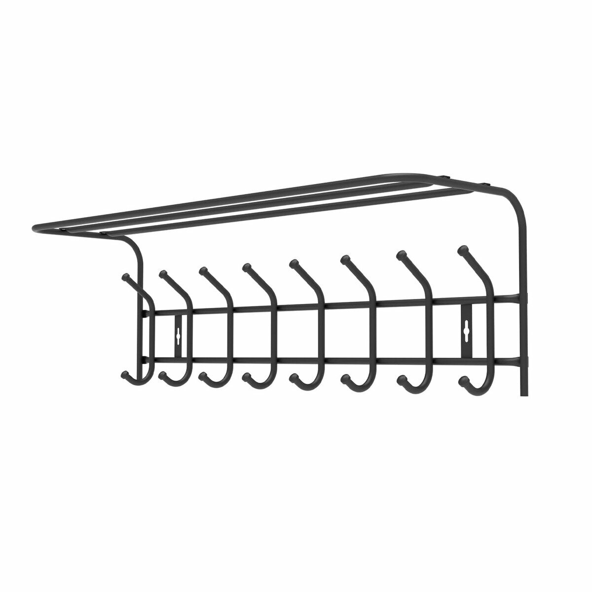 Вешалка настенная с полкой Nika ВП8М/Ч, 8 крючков, 80,8 x 26,2 x 24,5 см, матовый черный