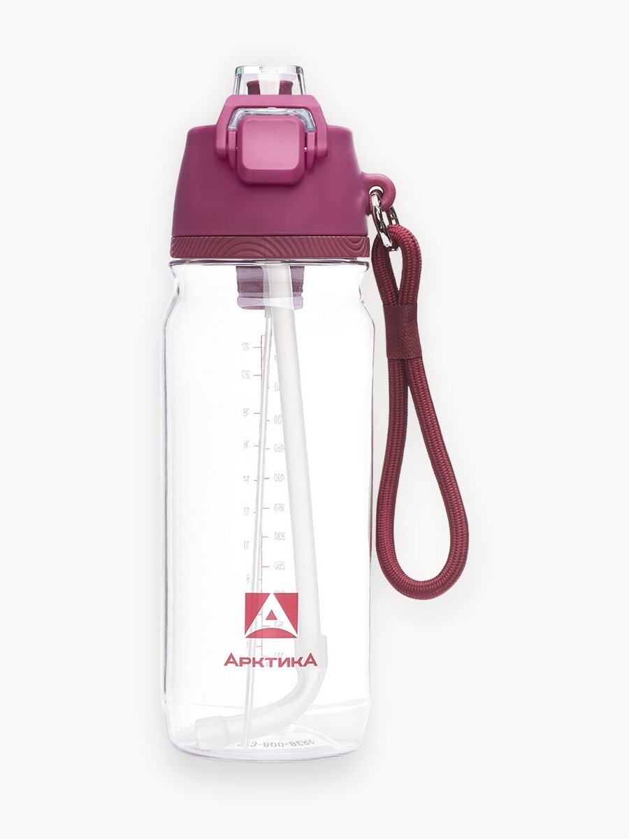 Бутылка для воды спортивная с трубочкой в школу Арктика 800 мл, тритан