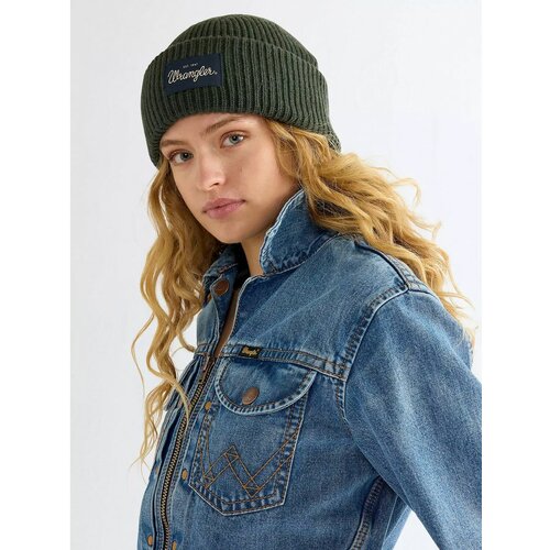 фото Шапка wrangler ribbed wool beanie для женщин, размер os, зеленый