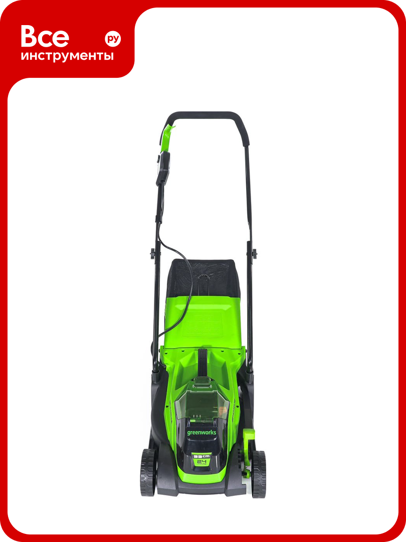 Газонокосилка аккумуляторная GreenWorks 24V  33 см  бесщеточная  с 1хАКБ 4Ач c USB и ЗУ 2516107USB4