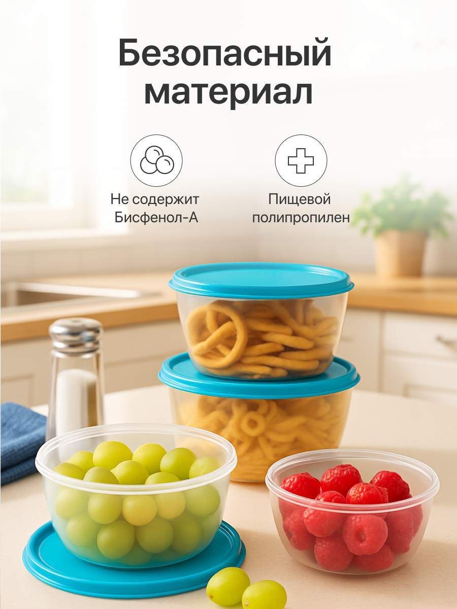 Контейнер для еды Редда, набор контейнеров с крышками, герметичный, ланч бокс, синий, 10 штук — фото 1