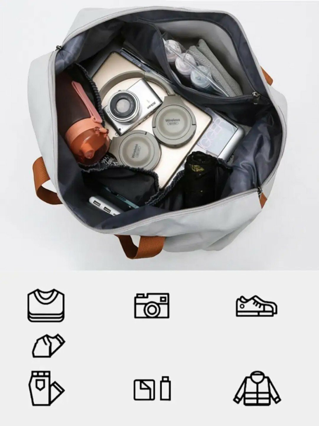 Сумка , 20 л, 28х25х46 см, ручная кладь, бежевый — фото 1