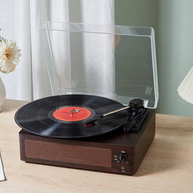 Виниловый проигрыватель HY-TT06A Bluetooth ретро-фонограф темно-коричневый (темный шоколад)