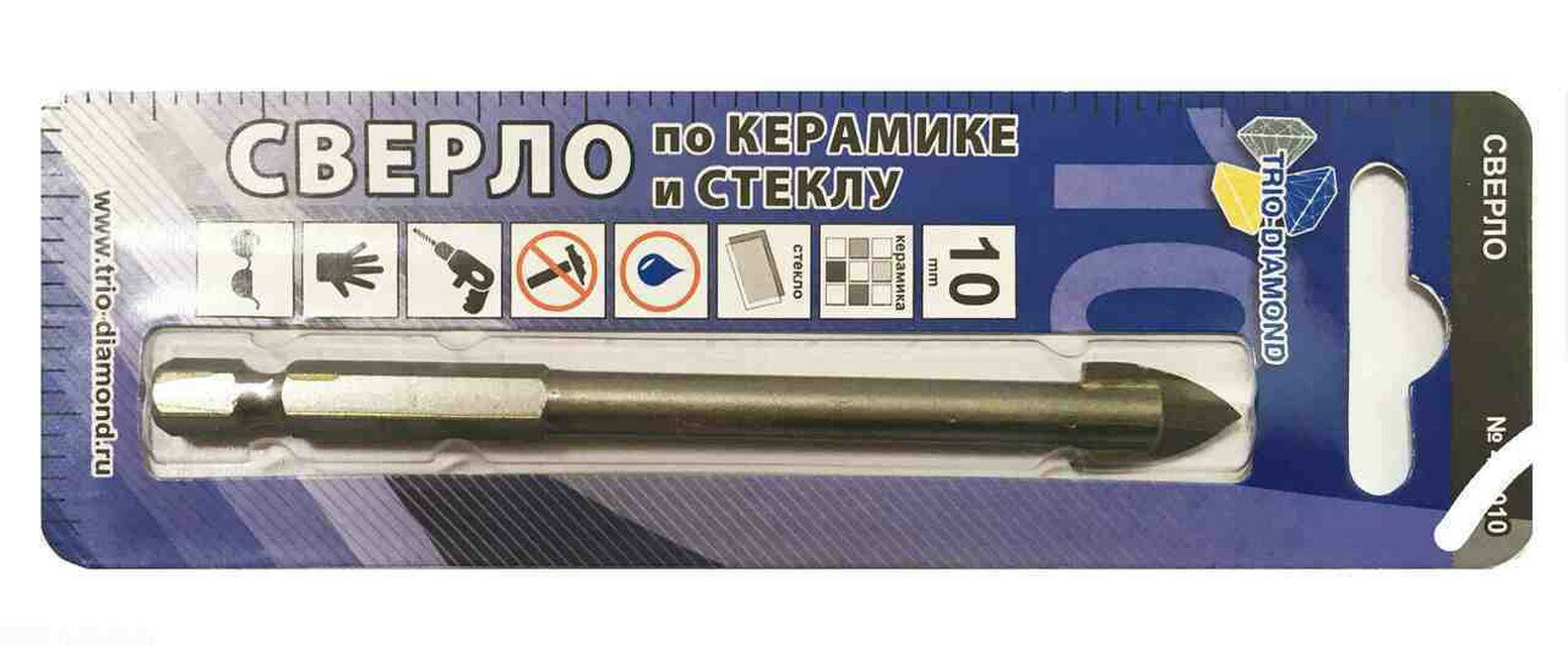 Сверло Trio Diamond 430010 для керамики кафеля стекла шестигранный хвостовик 10мм