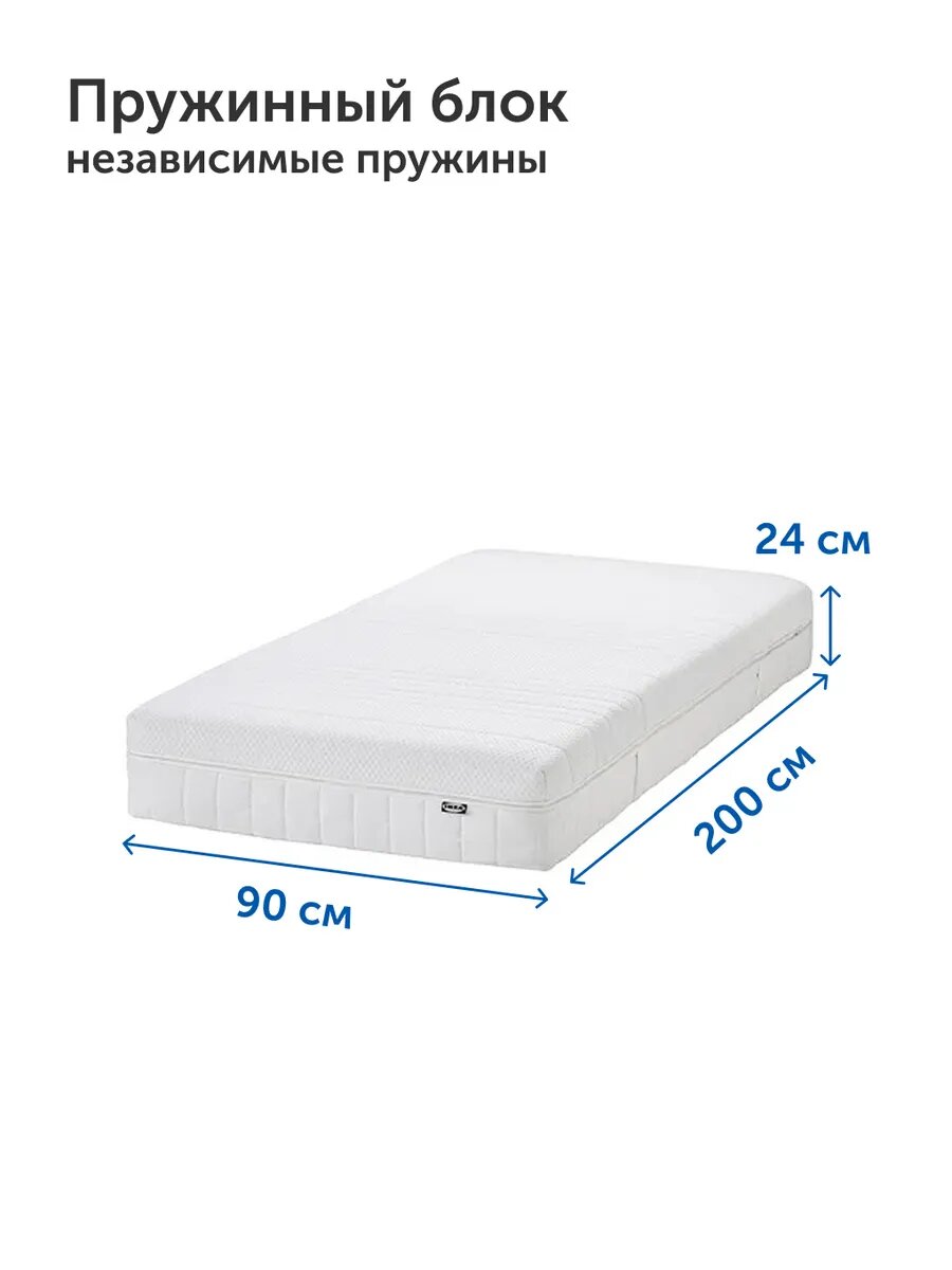 Ортопедический матрас IKEA/икеа Аннеленд Фирм, независимые пружины, 90х200 см — фото 1