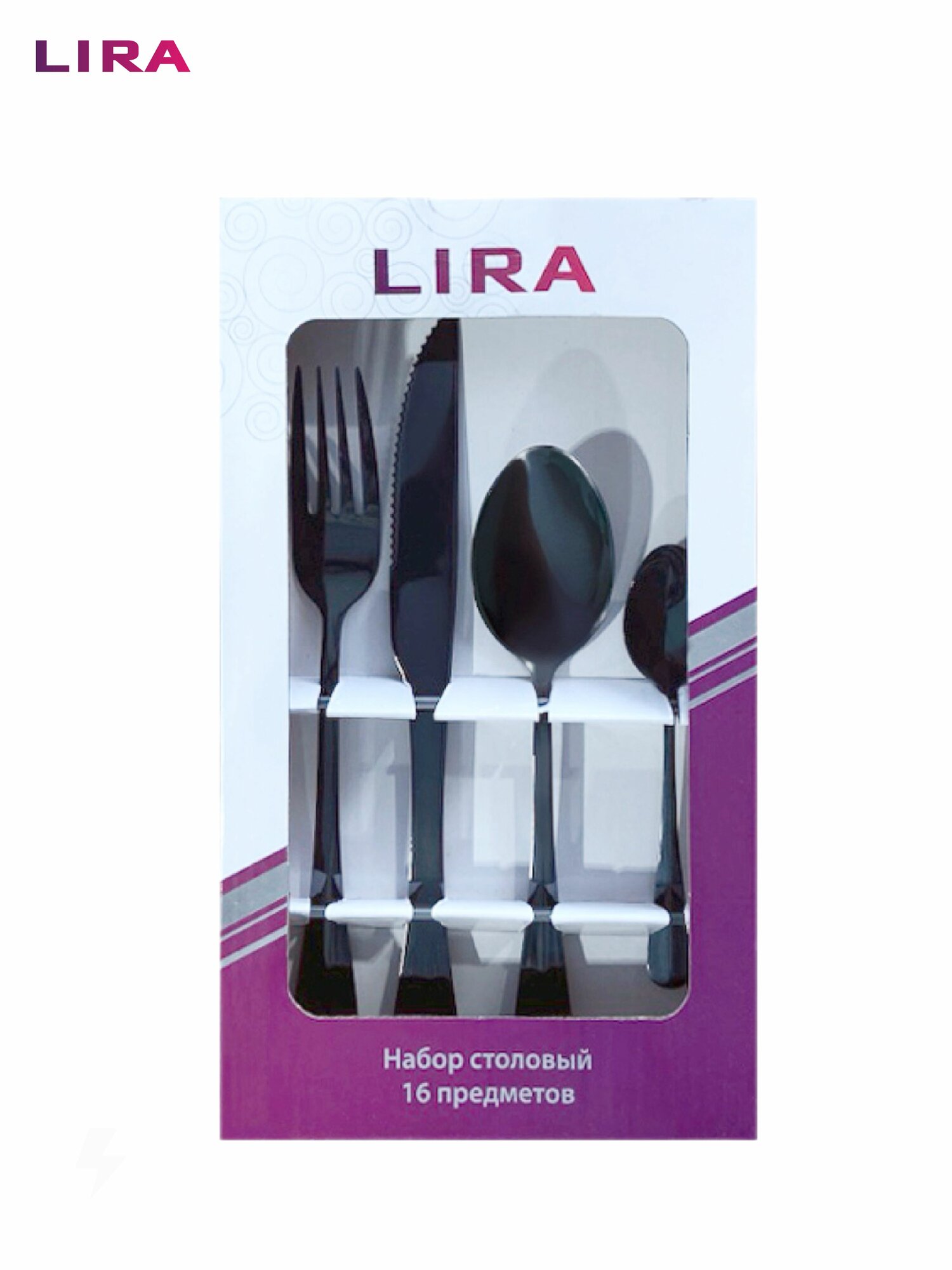 Набор столовых приборов SM144-2 из нержавеющей 16 предметов, черный