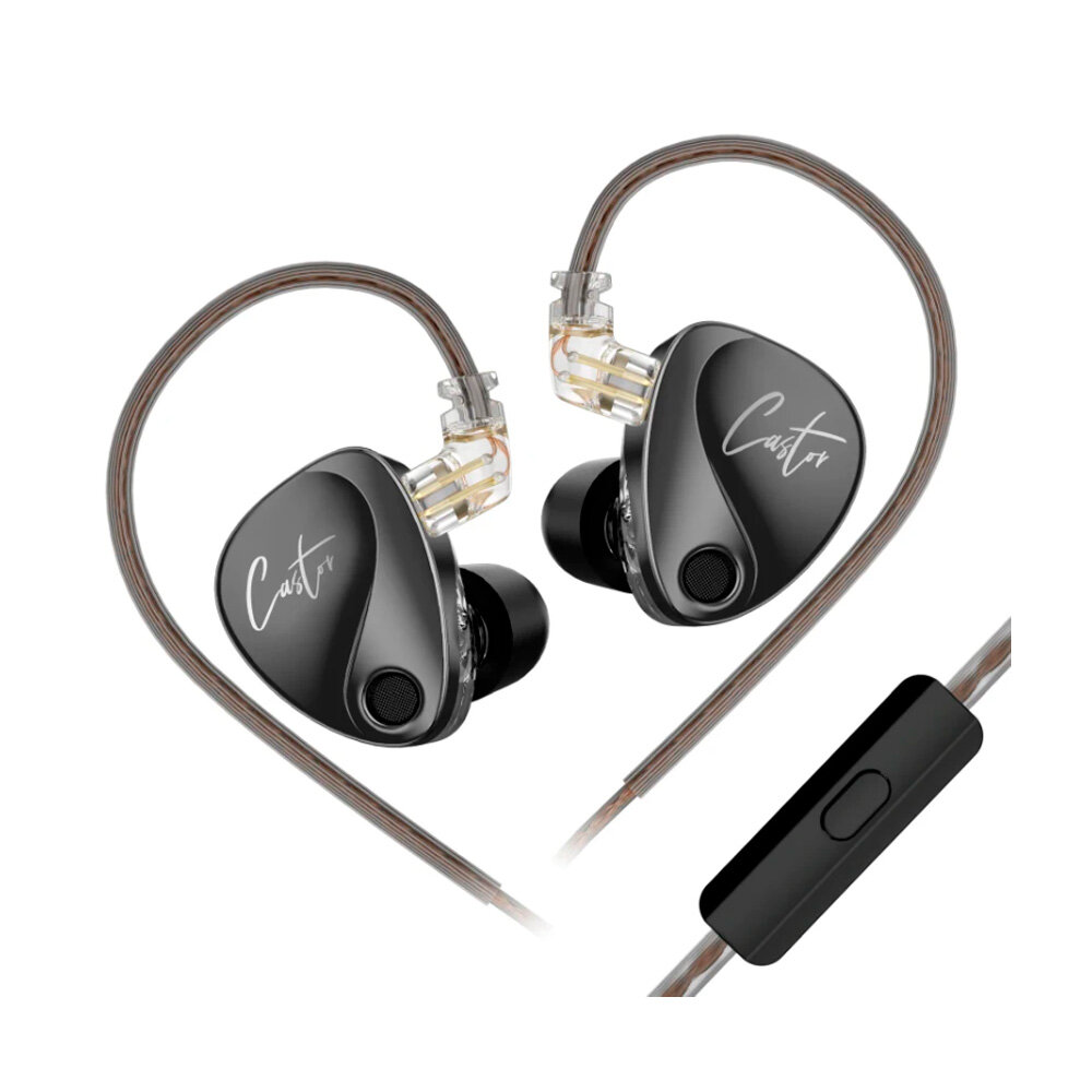 Наушники KZ Castor - Harman Target с улучшенной версией басов - 2 BB*2 - 20-40К Гц - регулировка - микрофон, Bluetooth,5.4, Global,80,10,1.2, Оригинальность: оригинал,33,2,1, вкладыши, Castor