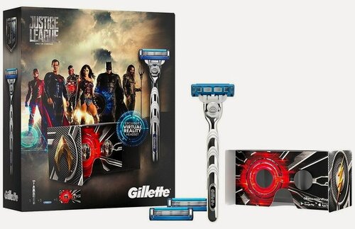 Изображение товара Gillette Лига Справедливости очки виртуальной реальности, бритвенный станок Mach3 Turbo
