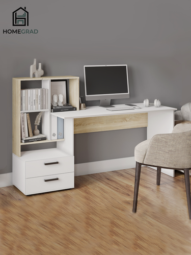Изображение товара Компьютерный стол HomeGrad КМ-5, ЛДСП, 165x60x110,5 см, белый, дуб сонома,