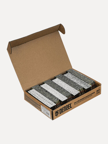 Изображение товара Гвозди для пневматического нейлера SN21 Denzel, длина - 50 мм, 2.9 мм диаметр, 2000 шт, оцинкованная сталь, 57682