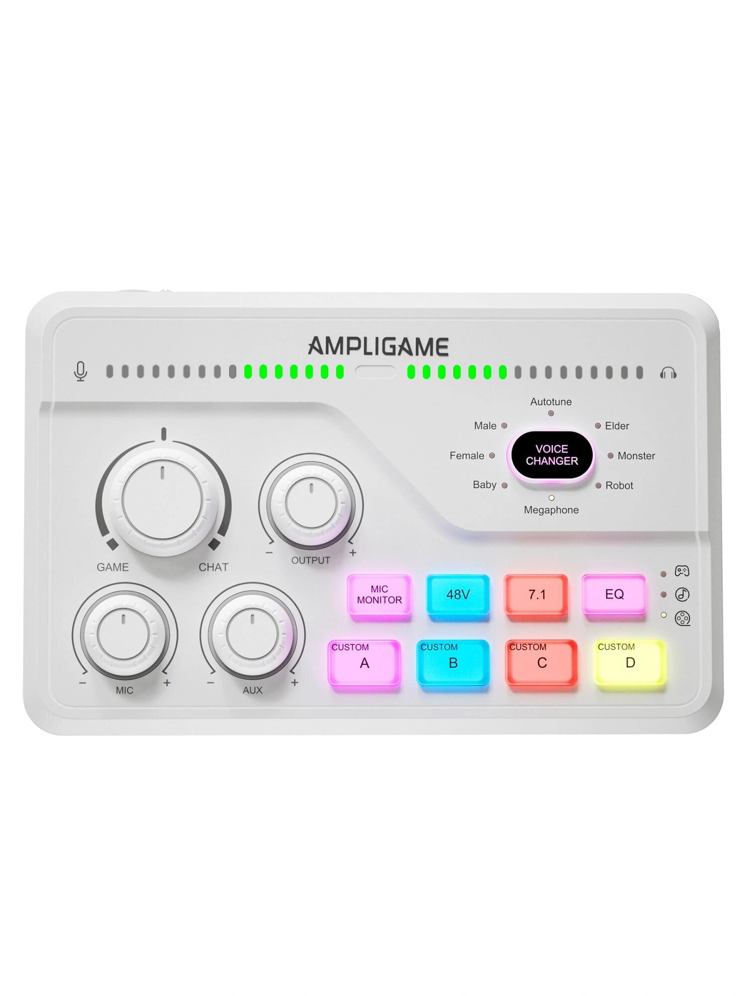 Микшерный пульт / Звуковая карта Fifine mixer SC8 (White) со звуковыми эффектами и RGB-подсветкой