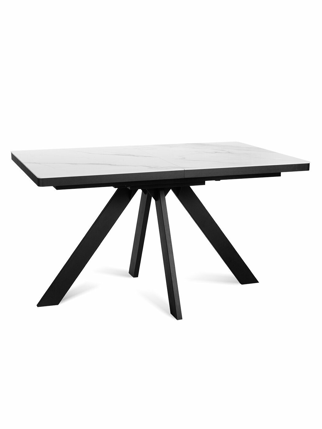 Стол керамический раздвижной NORWAY LIGHT 140 MARBLE MATT на металлокаркасе, 140(180)х85 см (керамика матовая/белый мрамор)