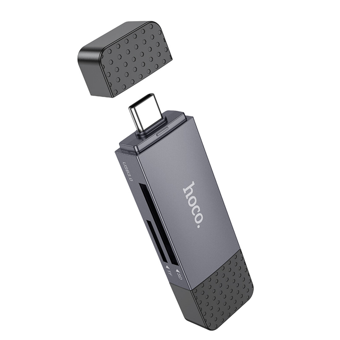 Картридер 2 в 1, USB/Type-C 2.0, HB45, HOCO, поддержка TF/SD карт, серый — фото 1
