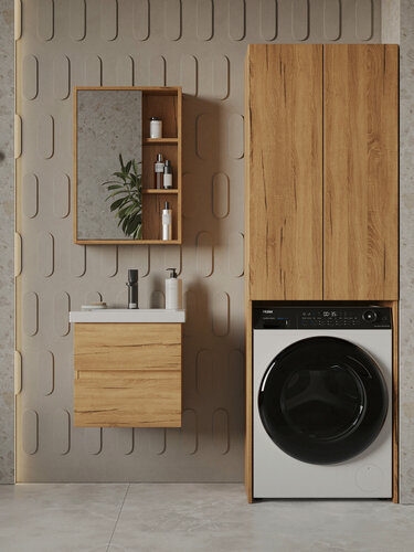 Изображение товара Тумба подвесная Vannika Vastra 50 с раковиной Como 50 для ванной комнаты, дуб вотан