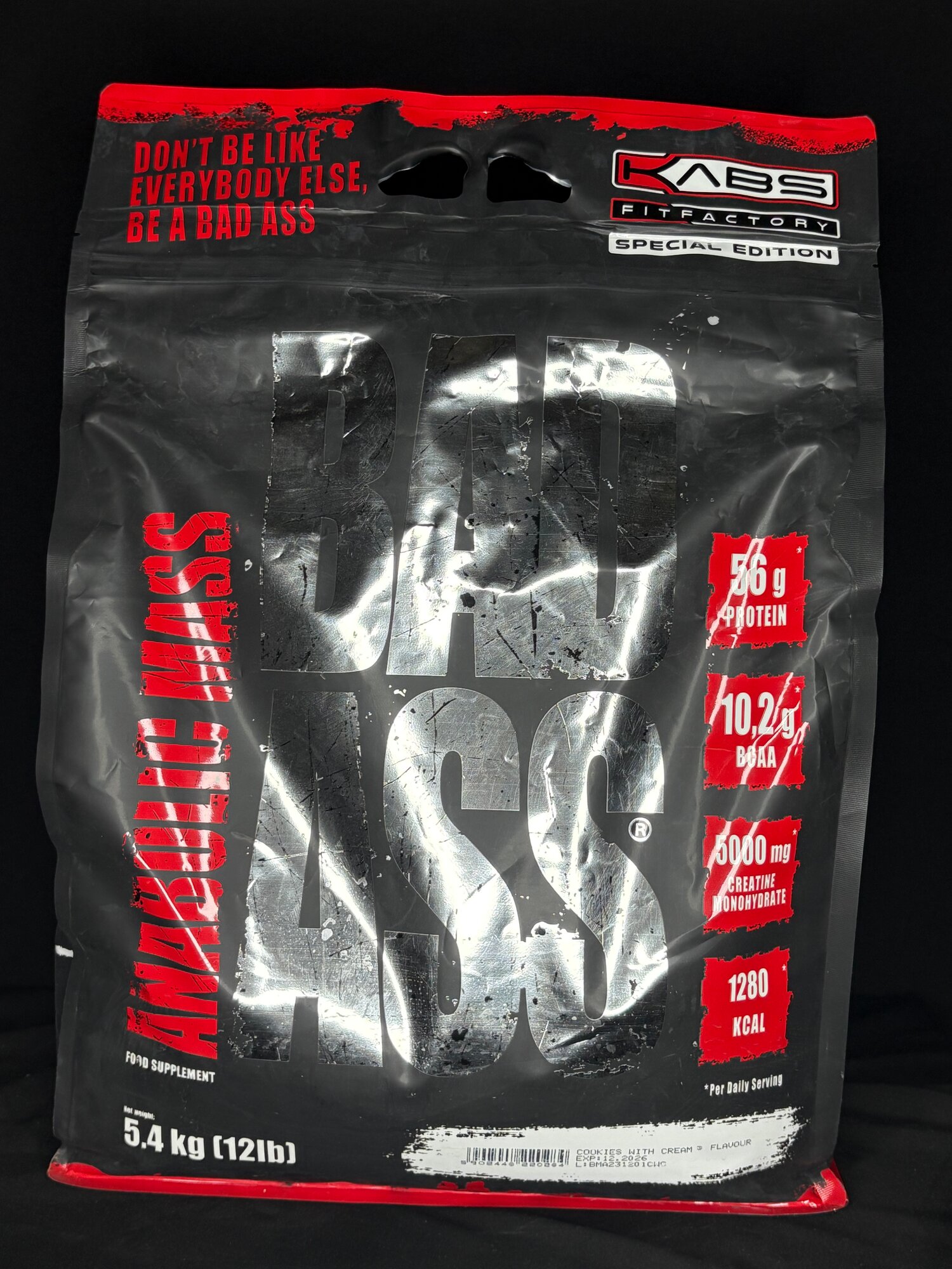 Гейнер Bad Ass Anabolic Mass, высокобелковый, cookies & cream, 5,4 кг