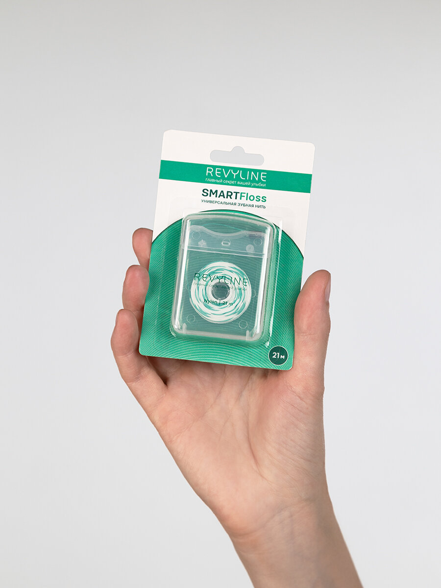 Картинки Зубная нить Revyline SmartFloss, 21 м, нейлон, невощеная, без запаха, для зубов, брекетов и протезов, флосс