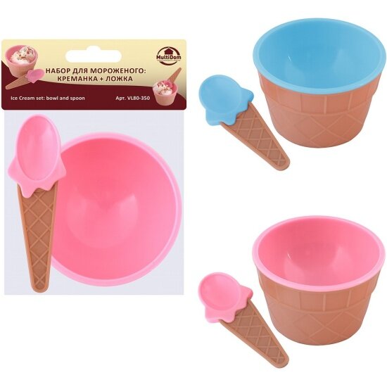 Набор для мороженого Мультидом 2 предмета  креманка   ложка   175 мл  в ассортименте  VL80 350 