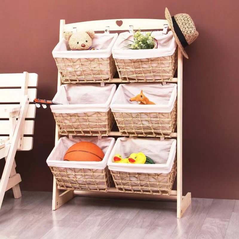 Стеллаж для хранения игрушек из ротанга  каркас для хранения  67 5x28 5x99 5 см