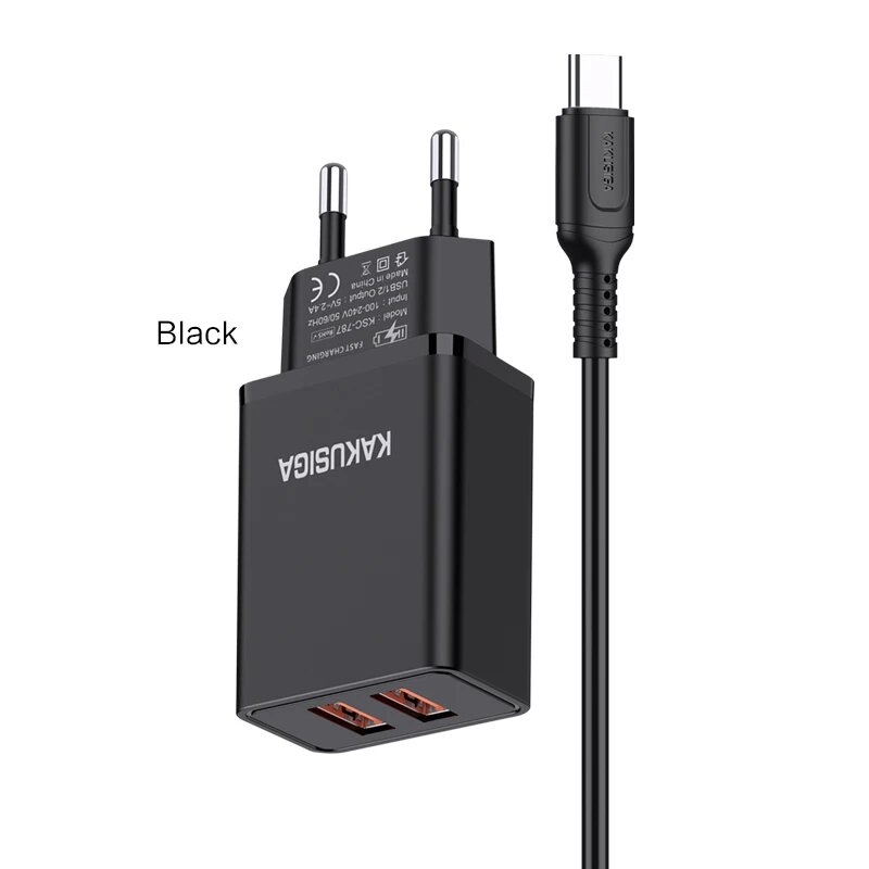 Универсальное сетевое зарядное устройство KAKUSIGA KSC-788, USB Type-C, быстрое, безопасное, черное