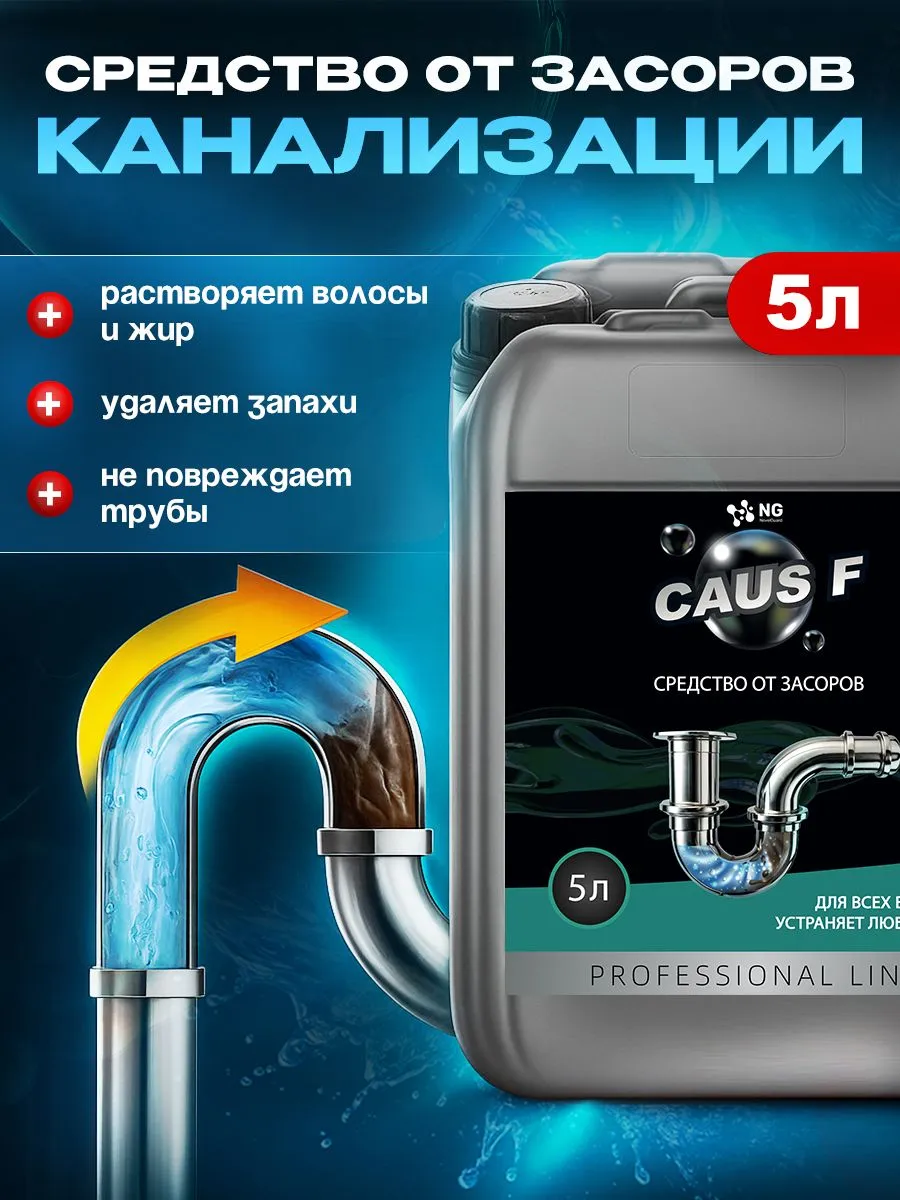 Антизасор. Чистящее средство от засоров для прочистки труб. NG216 5л
