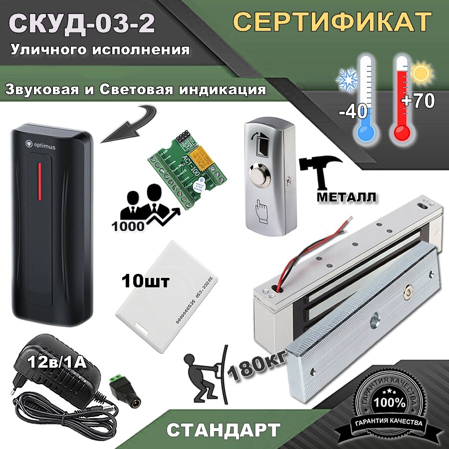 СКУД -03-2. Готовый комплект доступа и управления замком. Сертифицированный