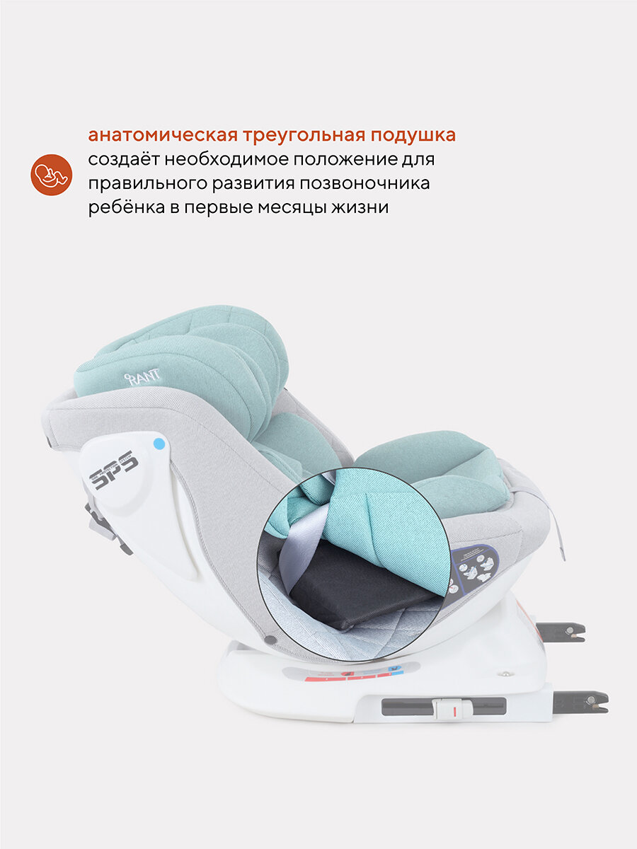 Автокресло Rant Nitro isofix UB619 группа 0+/1/2/3 от 0 до 12 лет вес 0-36 кг, Grey/Mint — фото 1