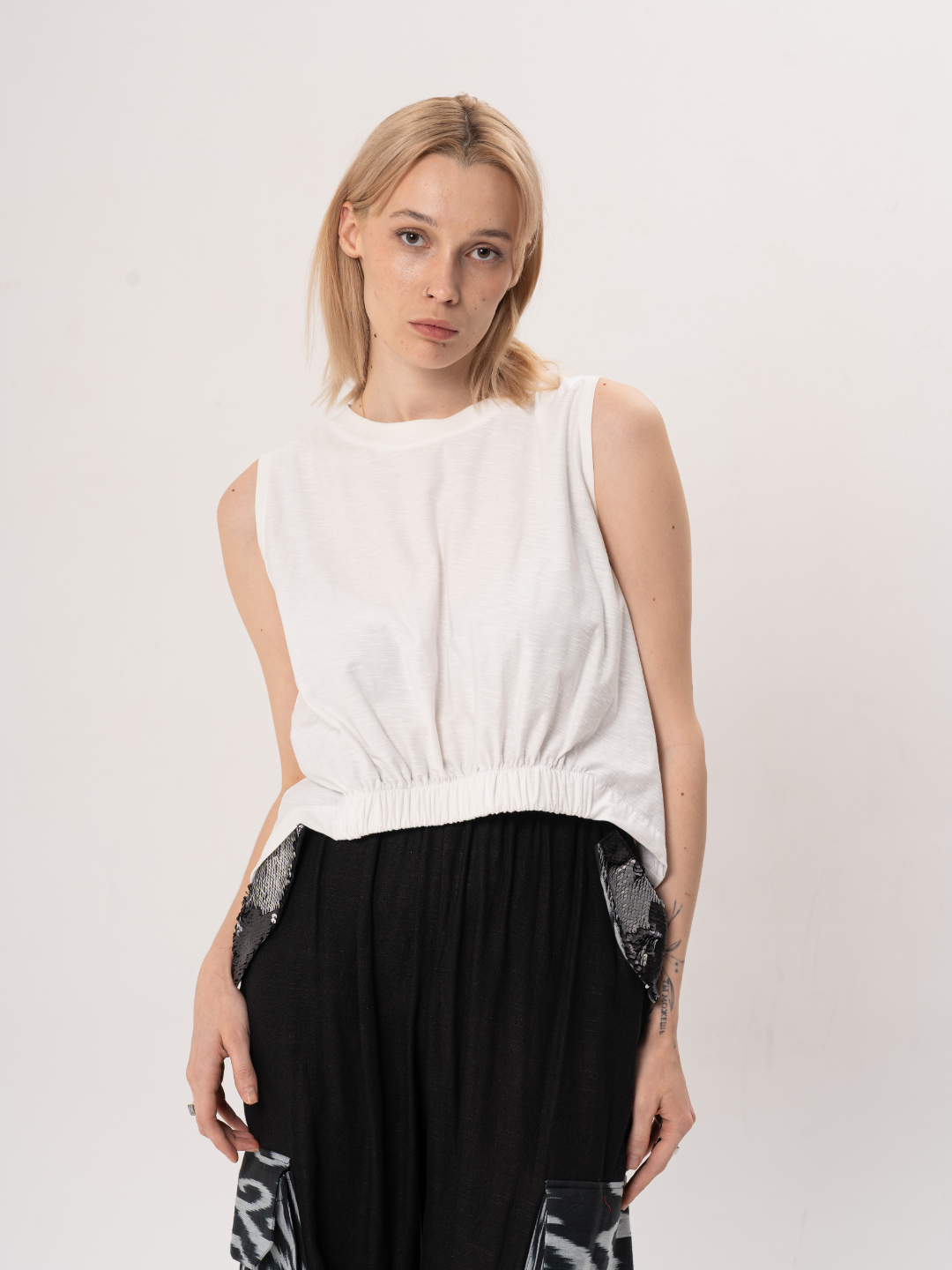 Кроп-топ Summer Human Wear, 1 шт., размер S/M, бeлый