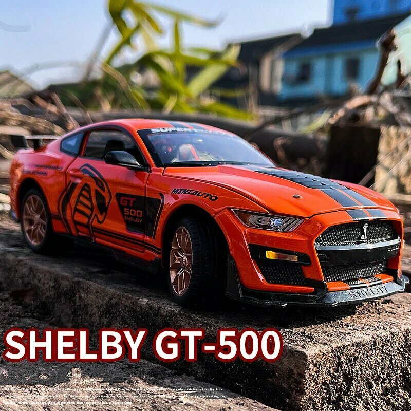 Машинка Shelby Ford Mustang GT500 1:32 массштаб, металлическая, с звуковыми и световыми эффектами, оранжевый — фото 1