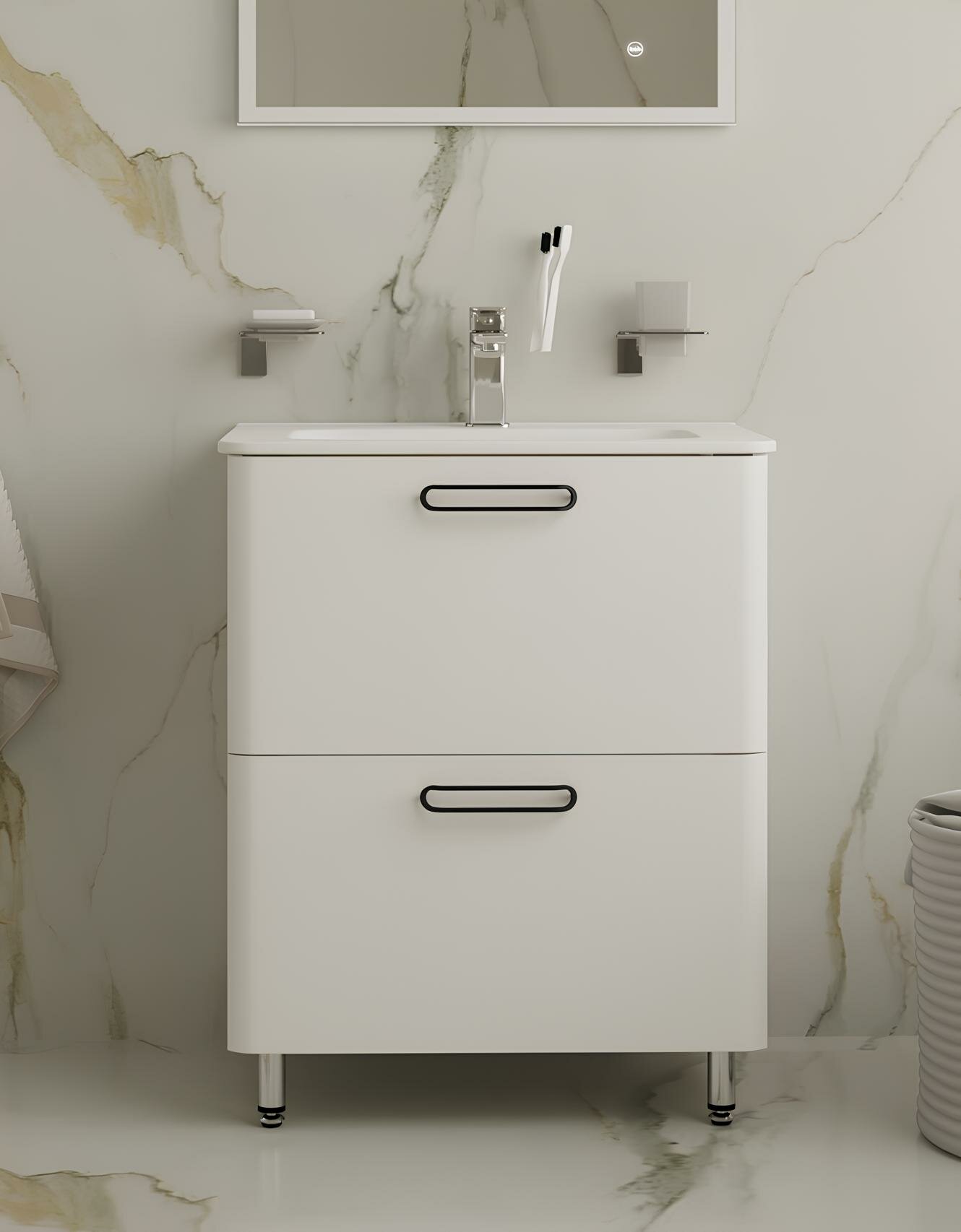 Тумба напольная с умывальником IDDIS Brick BRI60WFi95K белая 60 см