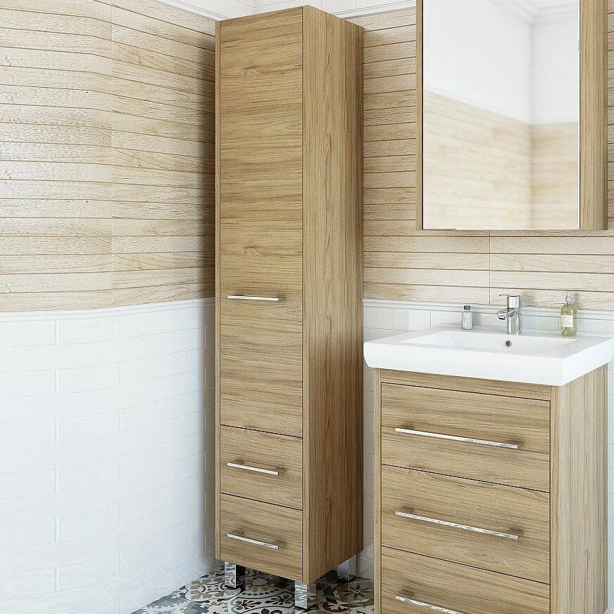 Шкаф пенал для ванной Sanflor Ларго L  вяз швейцарский