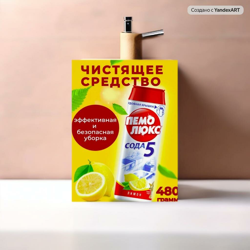 Чистящий порошок «Пемолюкс» универсальный, без хлора, с приятным ароматом, для кухни и ванной, 480 г, оригинальный лимон
