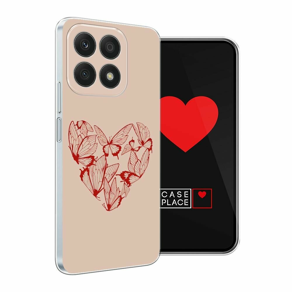 Чехол на Honor X8A / Хонор X8A с принтом "Сердце из бабочек - 14 февраля" — фото 1