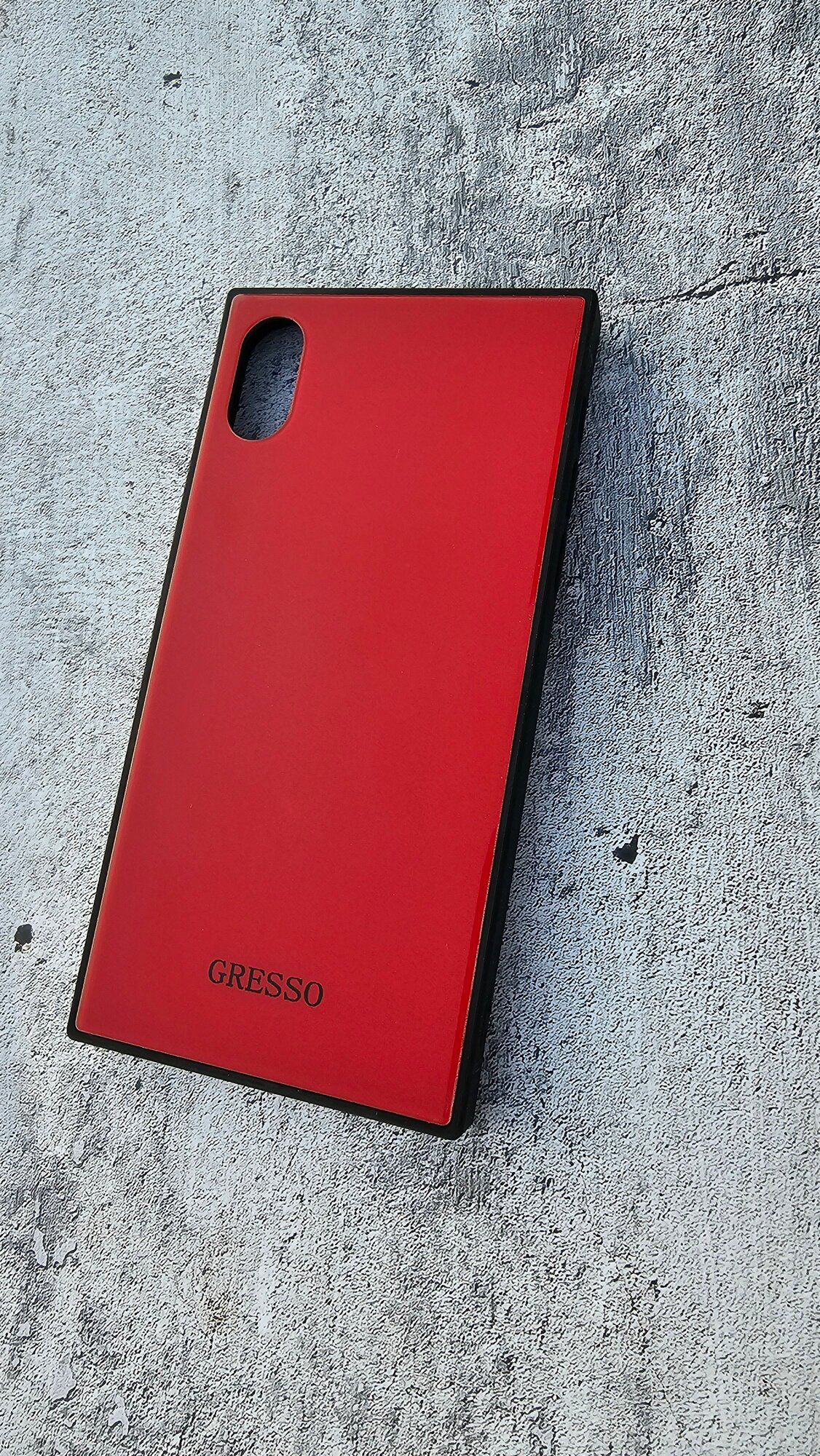 Накладка, Стекло квадрат, iPhone X красный