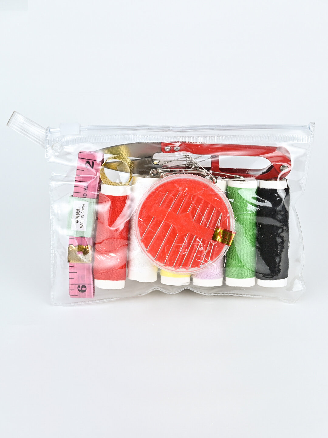 Швейный набор для шитья, нитки, иголки, булавки, ножницы, сантиметр, напёрсток