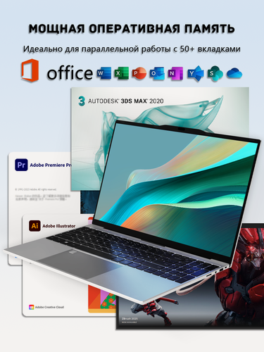 Изображение товара Ноутбук для работы и учебы ,15.6" ,1920x1080 IPS, Intel Core i3-6006U, 8 GB RAM SSD ,256GB , Windows 11, серый