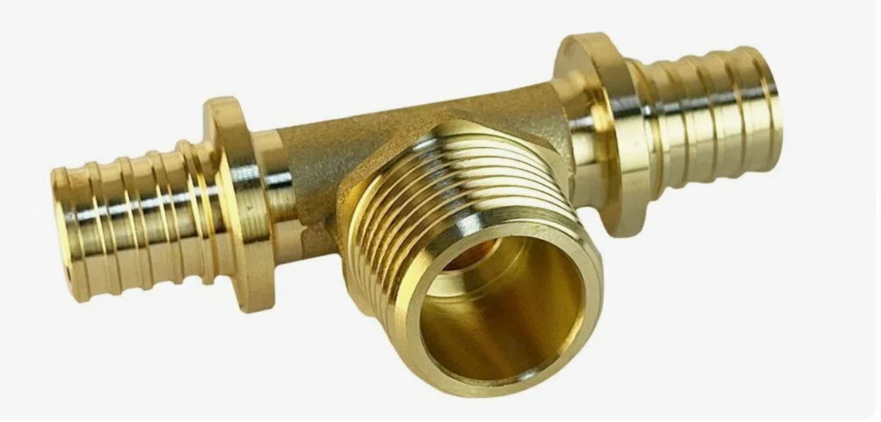 Тройник аксиальный надвижной 16 х 16 х16 латунный для сшитого полиэтилена