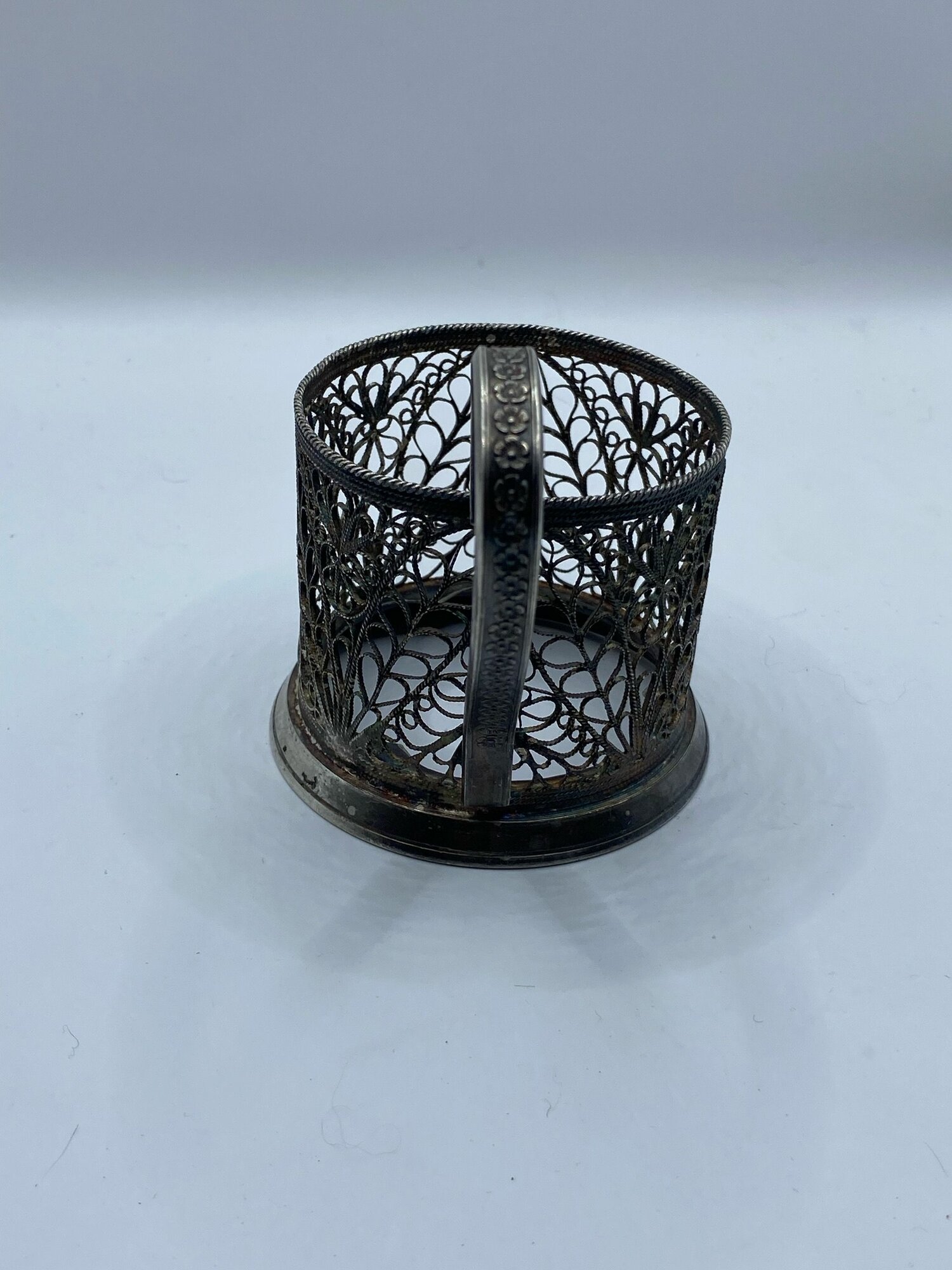 Подстаканник "Цветы" Скань. Мельхиор. СССР. — фото 1