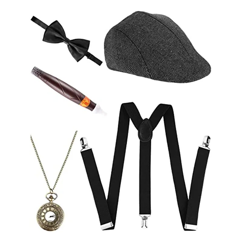 Мужской костюм Гэтсби Гангстера, набор аксессуаров