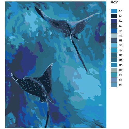 фото Картина по номерам u-637 "морская жизнь. скаты" 60x80 см brushes-paints