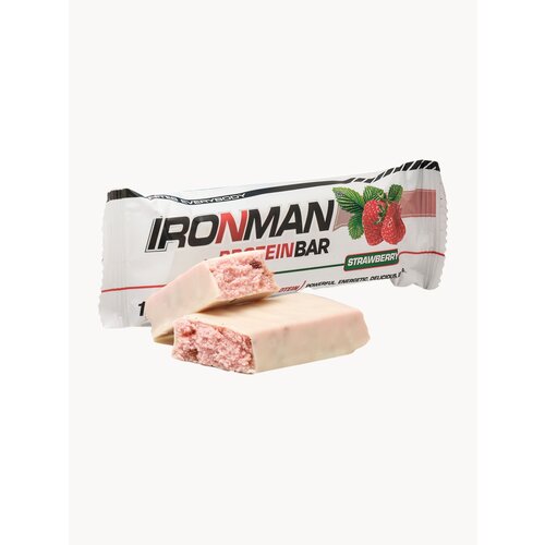 Протеиновый батончик IronMan PROTEIN BAR с коллагеном, клубника, 12 шт.